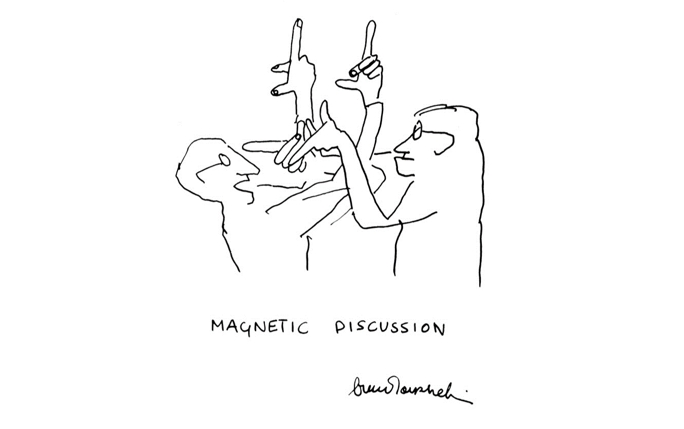 Magnetic discussion - Sketch by Bruno Touschek (Source: INFN)