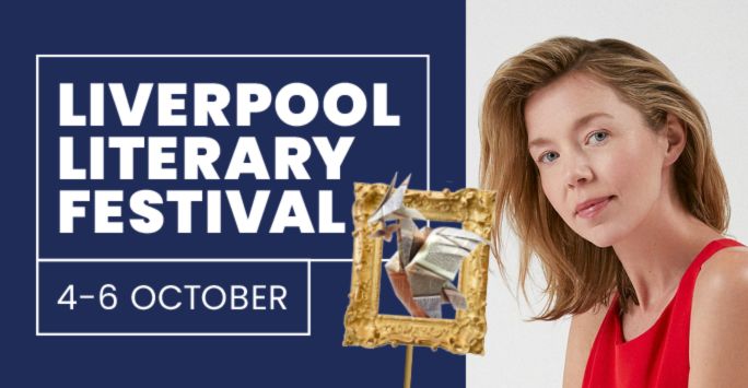 literary fest author banner with Anna Maxwell portrait