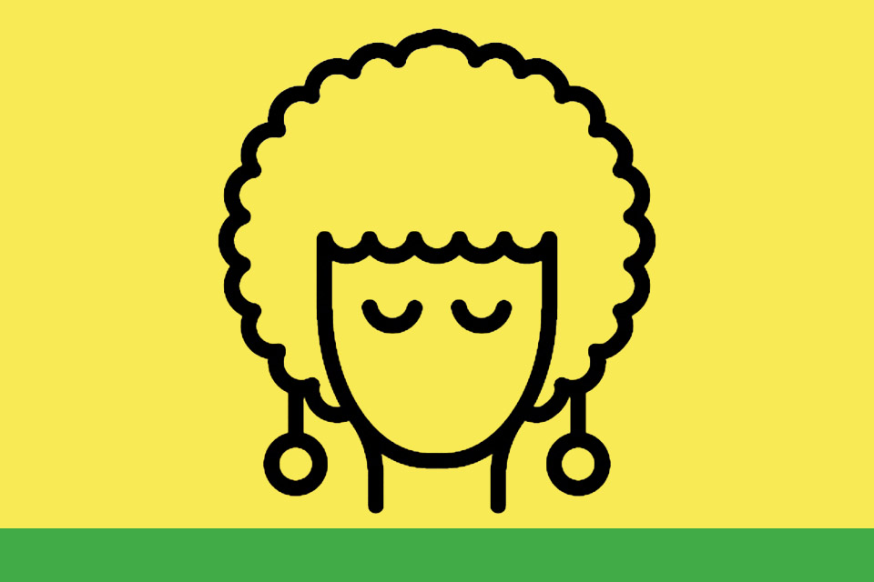 icon of a face on a yellow and green background