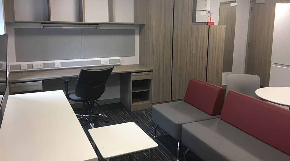 Premier Apartment study area/lounge at Greenbank Student Village