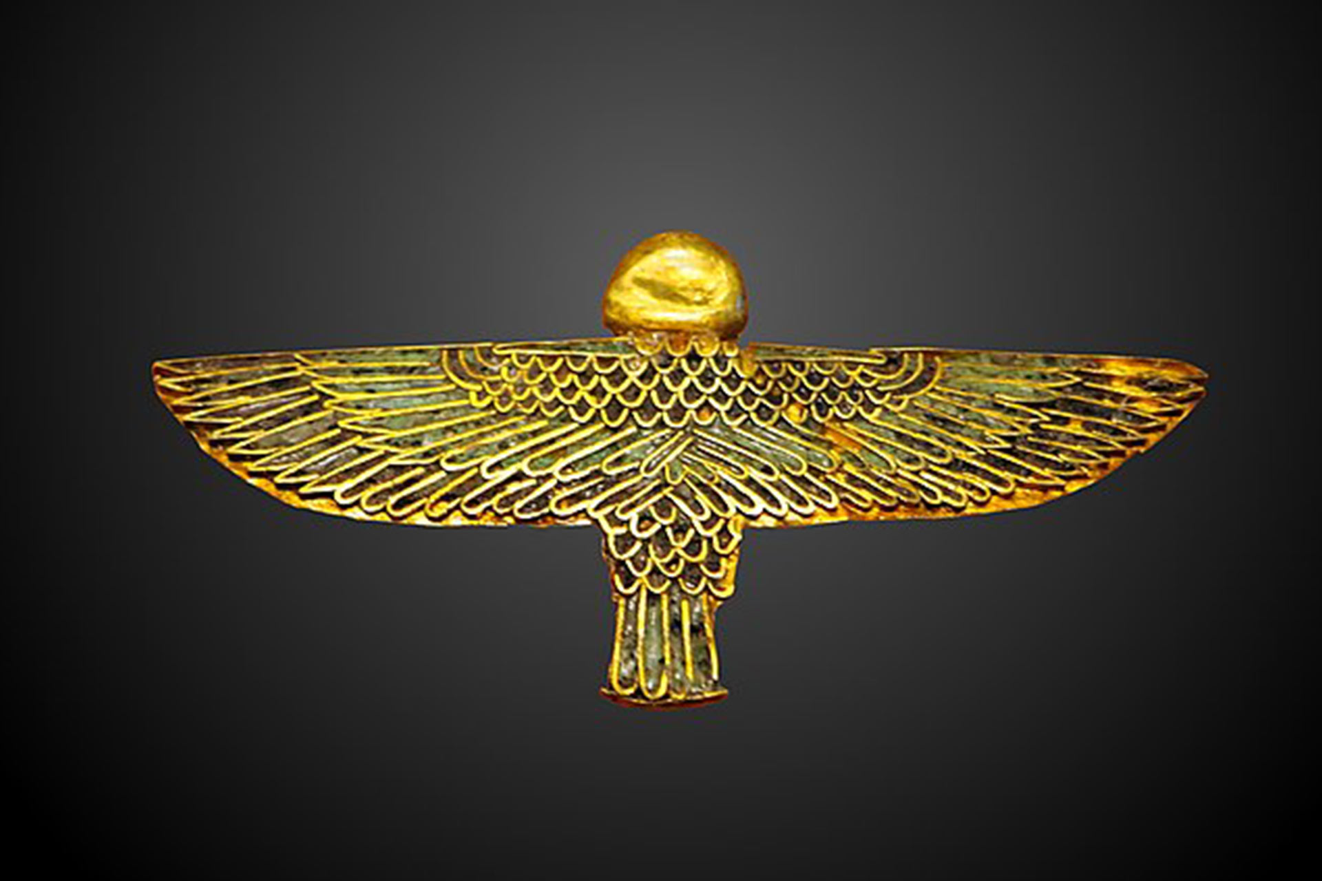 Sculpture of an ancient golden bird like creature