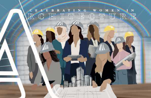 Stylised heads of women agains a backdrop of a wall and arch, of varying ethnicities all are wearing hardhats.