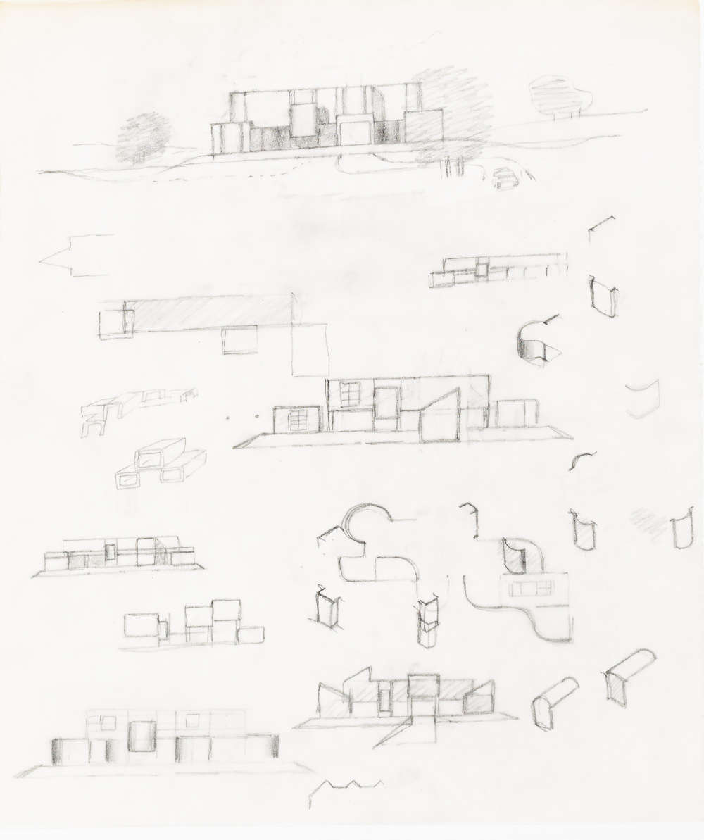 James Stirling, study for a house, architectural sketches appx. 1956