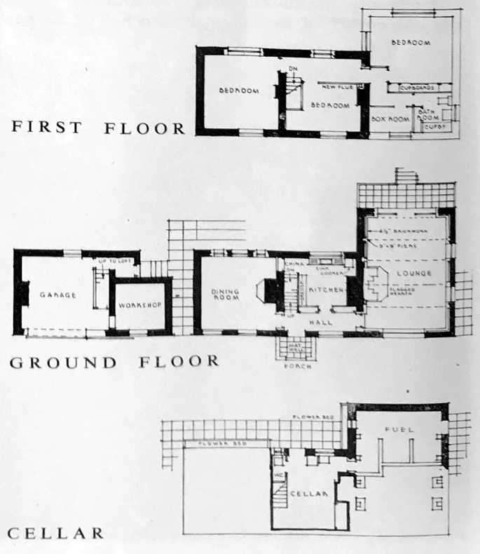 Building plan showing before and after of a conversion