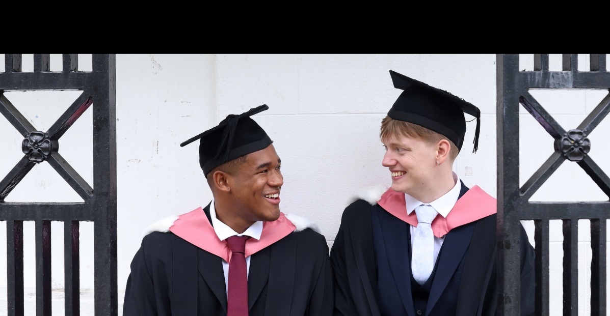 students graduating on campus