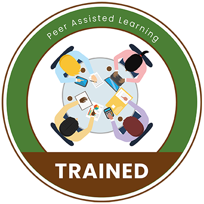 Peer Assisted Learning digital badge marked with the word Trained