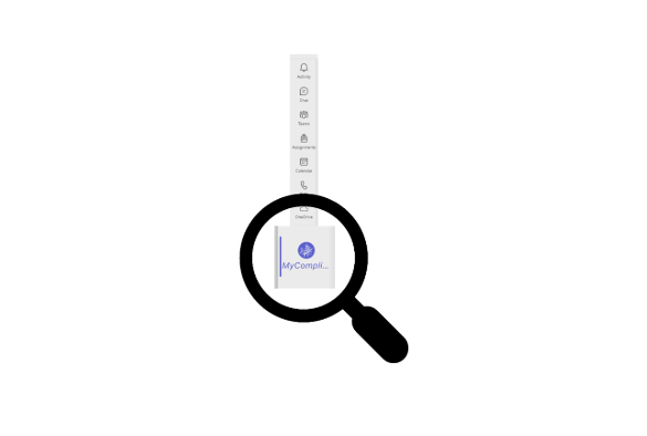Screenshot of the My Compliance tile in teams with magnifying glass graphic