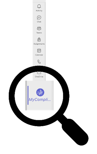 Magnification of the MyCompliance tile in Microsoft Teams