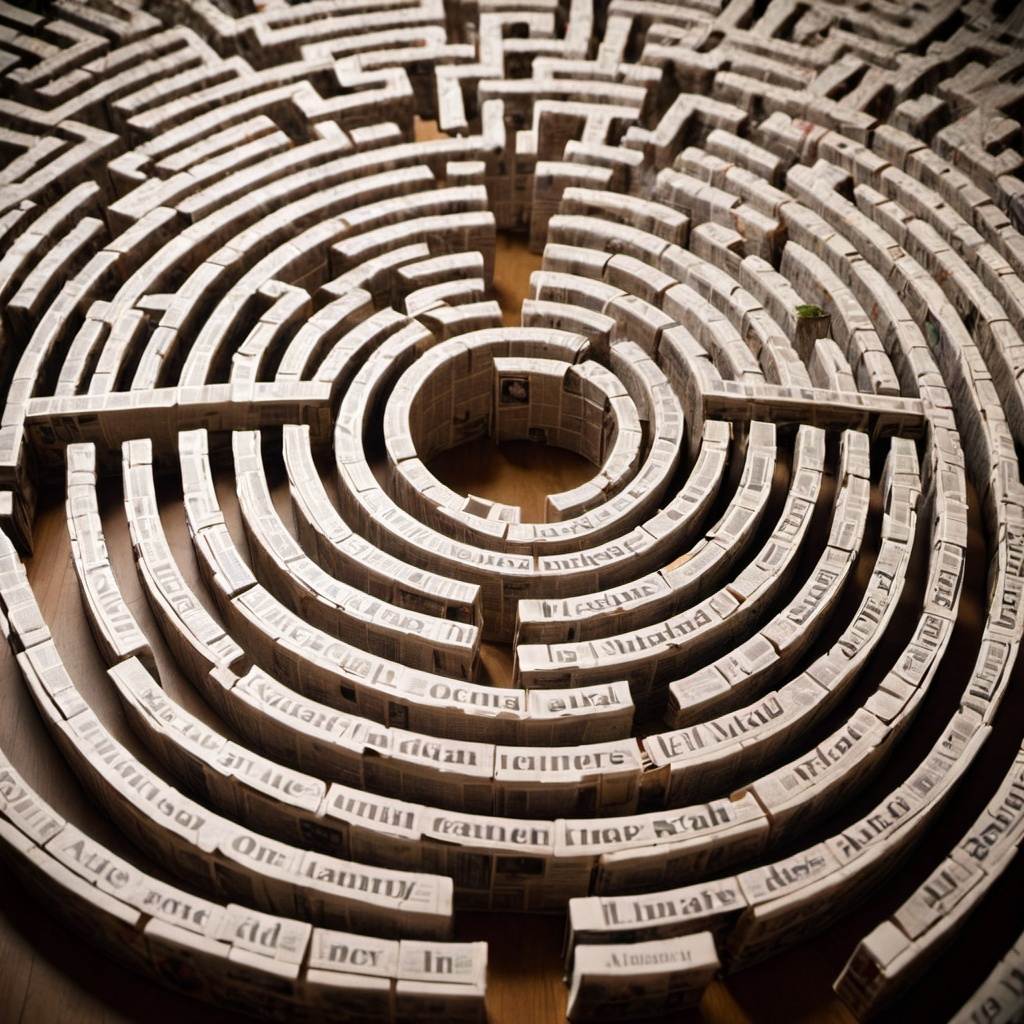 model of a maze made of newspapers