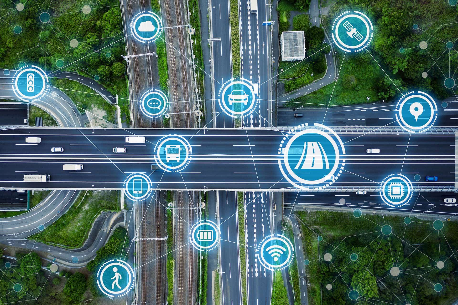 road network with connected icons