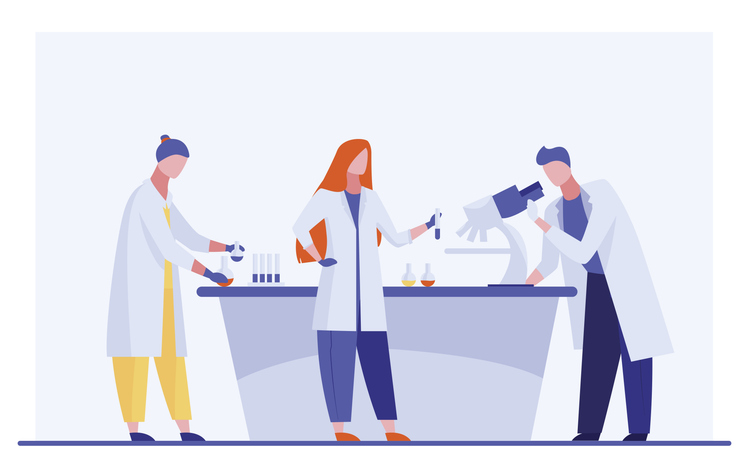 Animated image of scientists in a lab