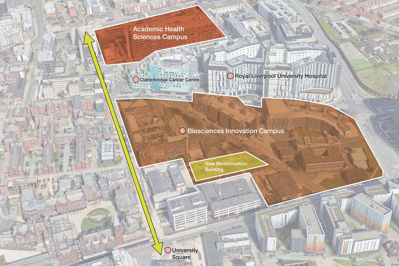 A visual of the area that Health Innovation Liverpool will cover