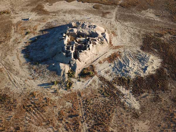 Aerial view of archaeological site in Kazakhstan