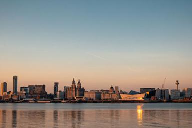 The Liverpool skyline reflected in the river