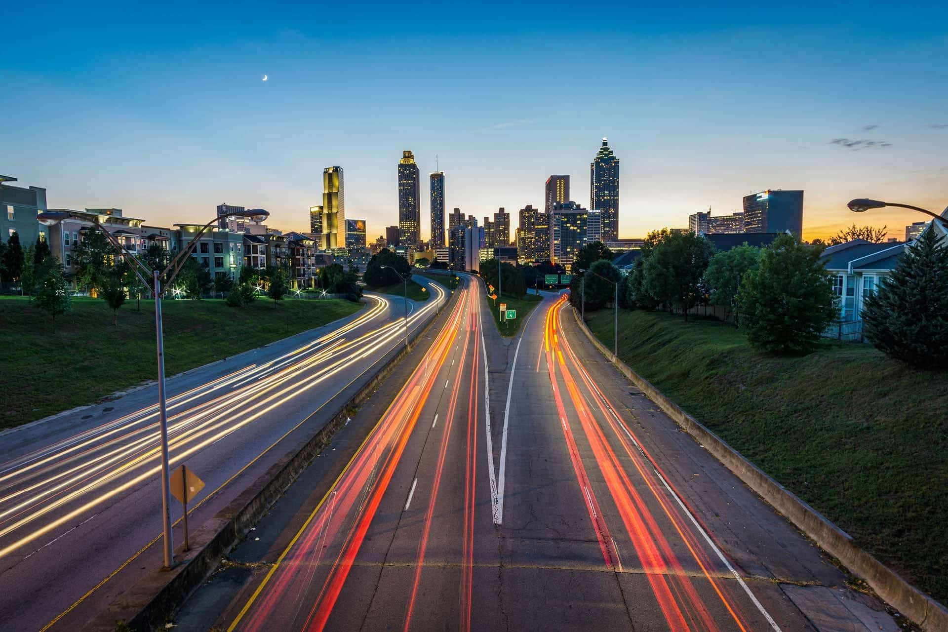 A busy motorway with fast traffic.