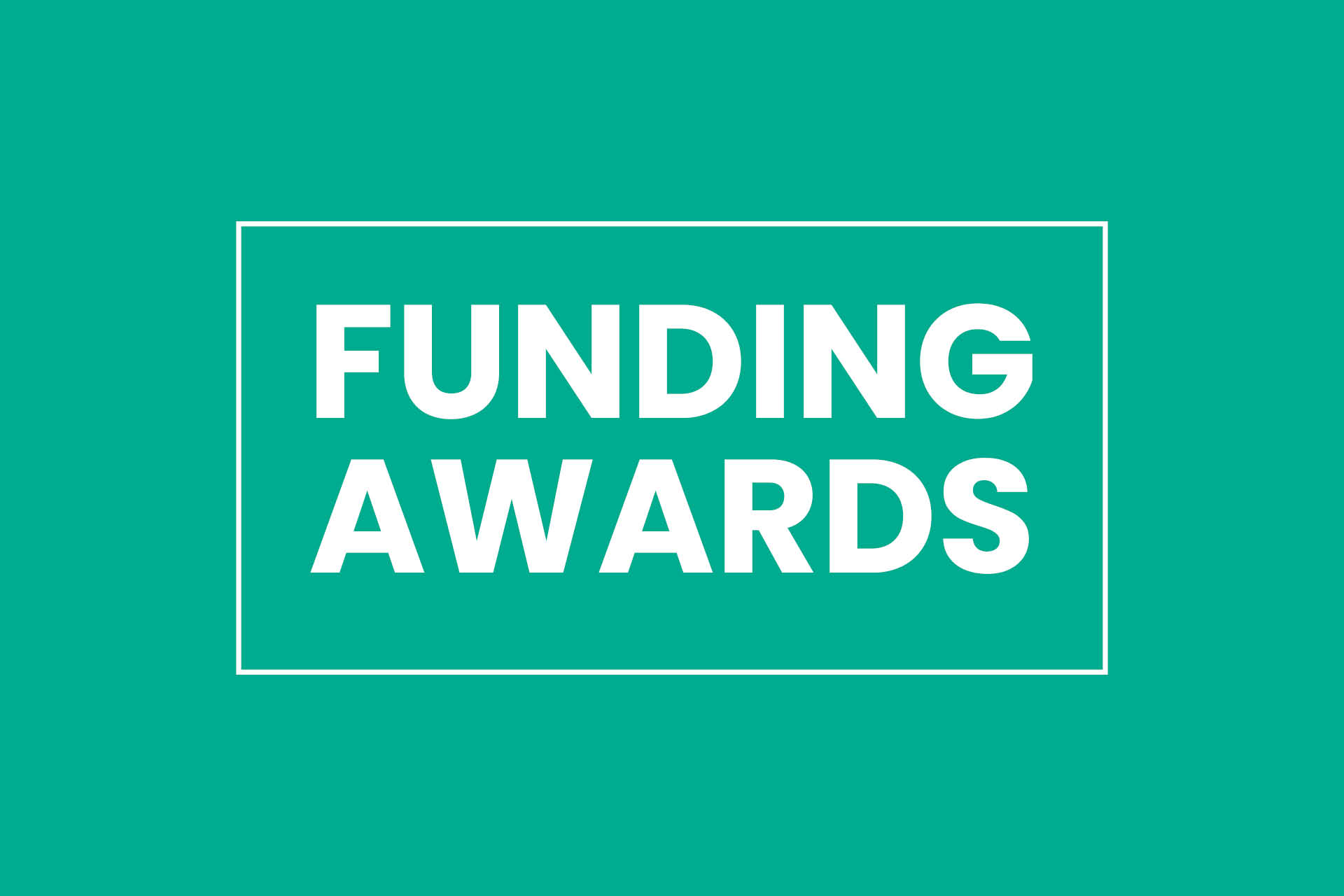 Teal green background with white bold writing that reads 'Funding Success'.