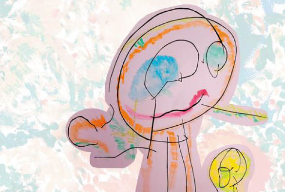 A child's drawing of a person.
