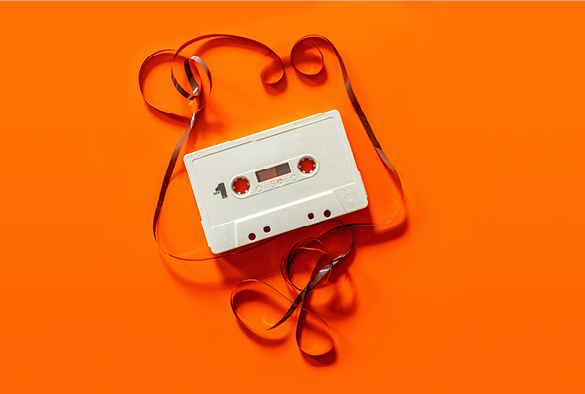 A tape on a bright orange background.