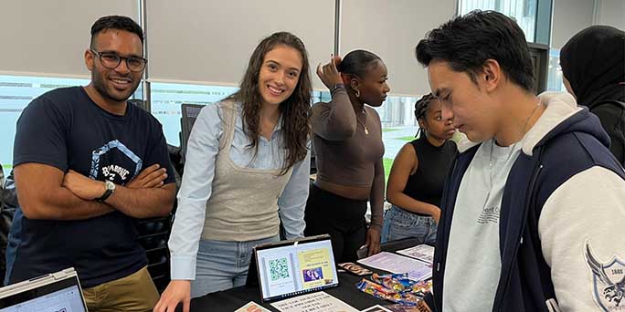 Students at the Welcome Week Fair at SLSJ Events Space