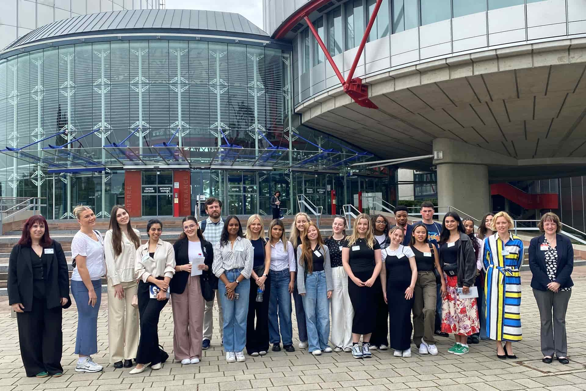 Students outside EU Court of Human Rights.