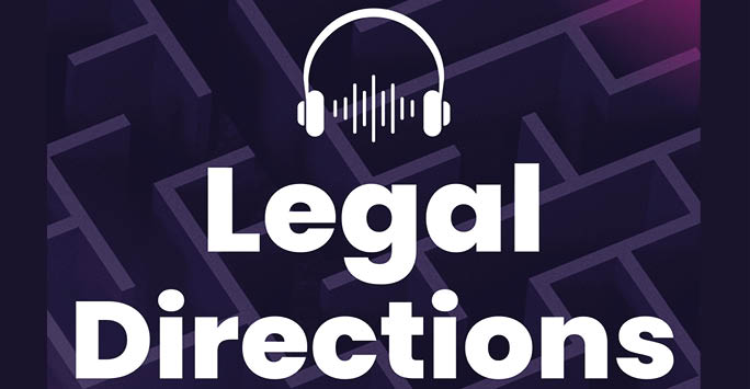 Legal Directions logo with white text that reads 'Legal Directions' and a white headphone graphic.