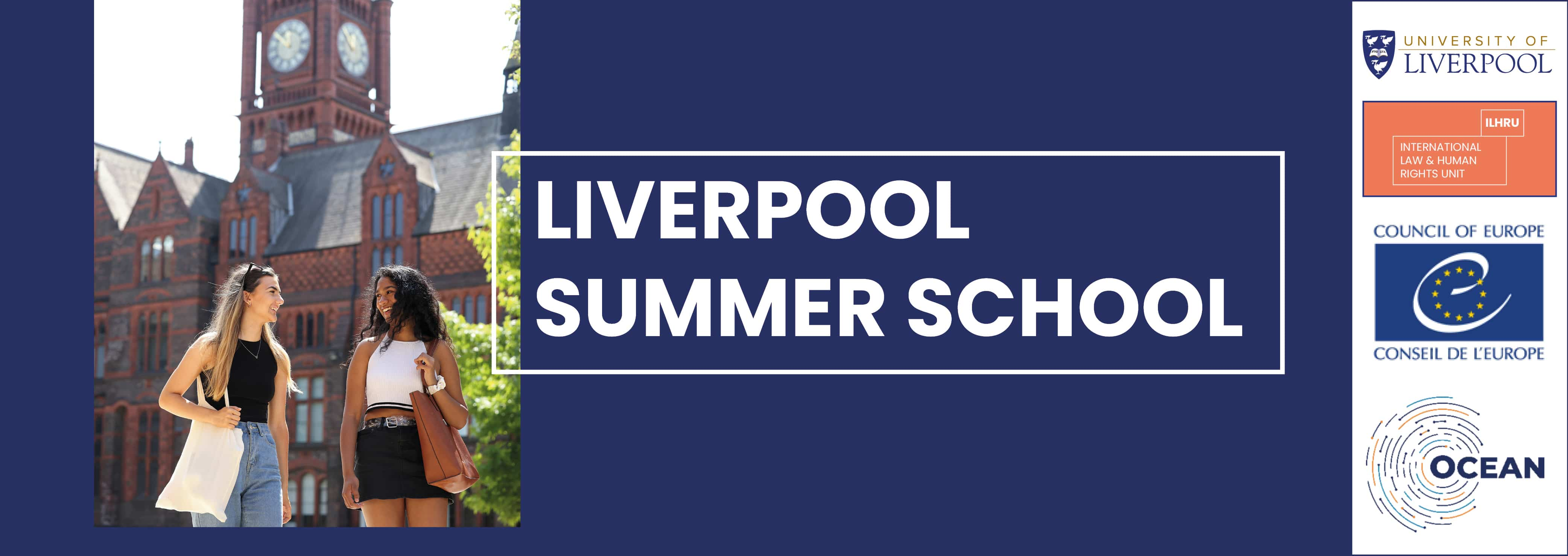 A dark blue background with white text that reads 'Liverpool Summer School'.