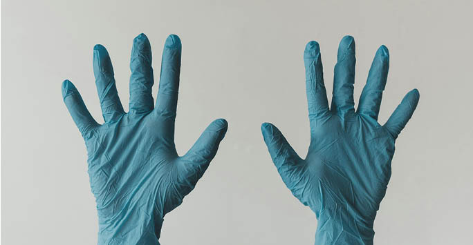 Latex medical gloves.