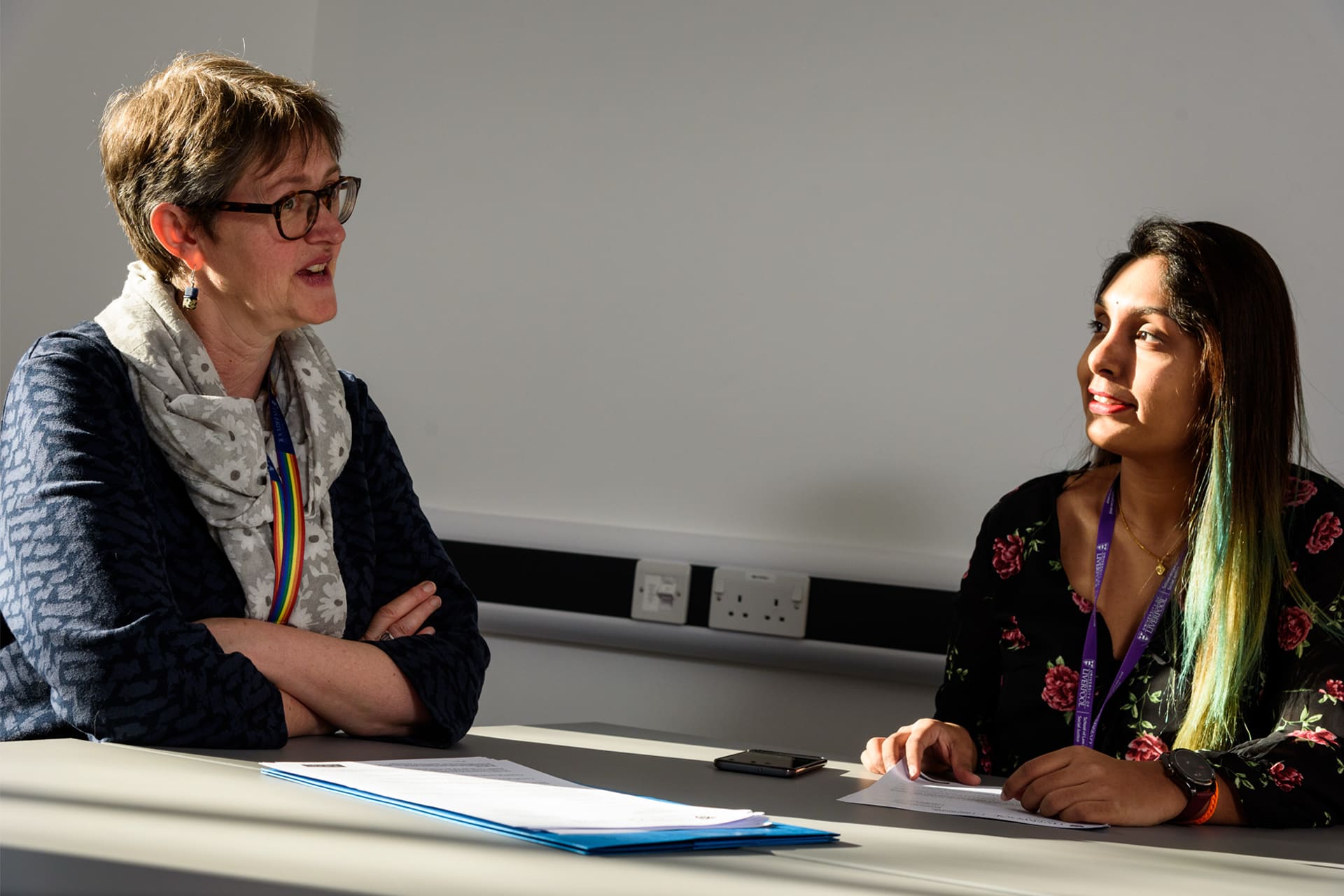 A Law Clinic solicitor and student in discussion.