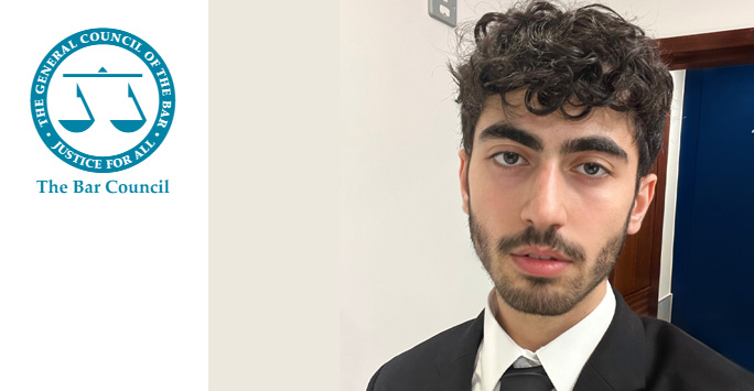 Law student Berkay Bozkurt received a Middle Temple Marshalling and Placement Award