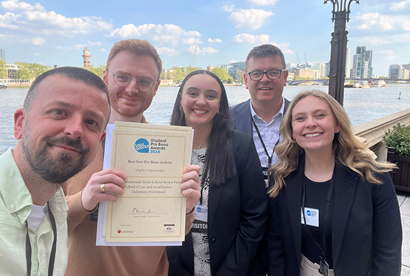 L-R: James Betts, Cameron Dunleavy, Ranya Tran, Tony Lydon, Keria Pearson with thir 'Best New Pro Bono Activity' Highly Commended certificate.