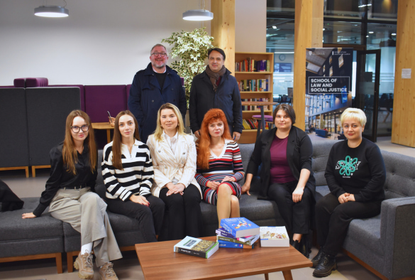 A group photo of the Ukrainian researchers with Valsamis Mitsilegas and John Tribe