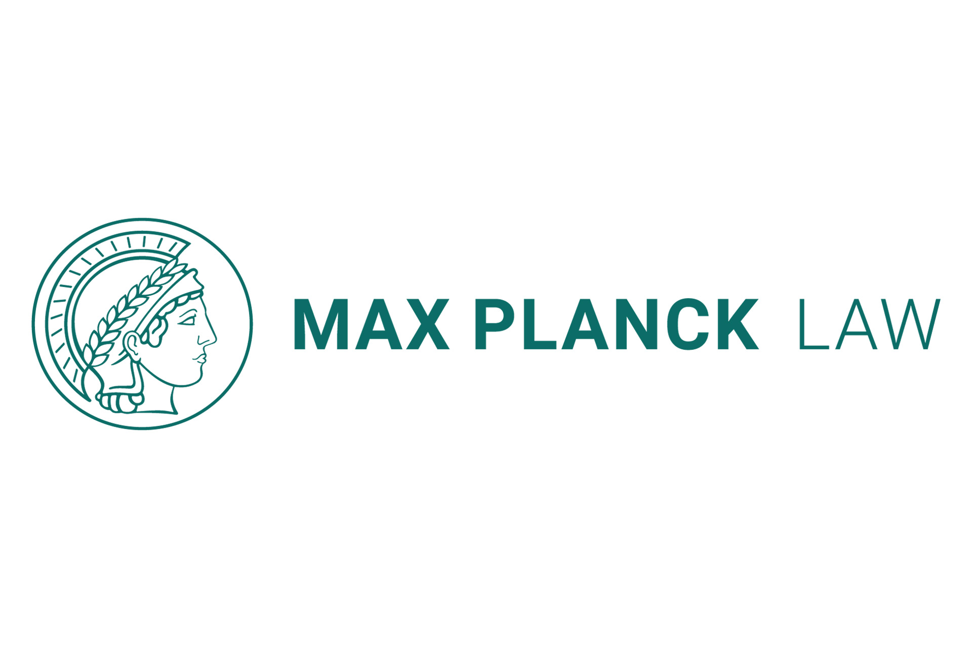 Max Planck Law logo: The text 'MAX PLANCK LAW' is written in green, uppercase letters, positioned next to an emblem depicting a Roman soldier in profile.