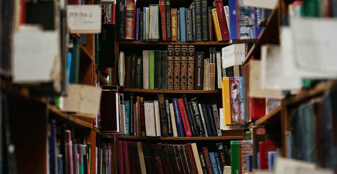 Books shelves filled with books.