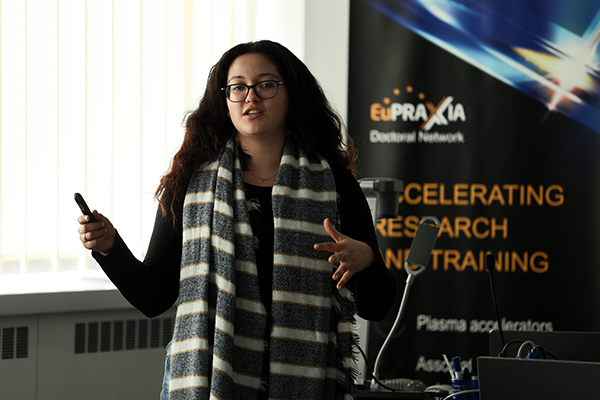 A student giving a talk.