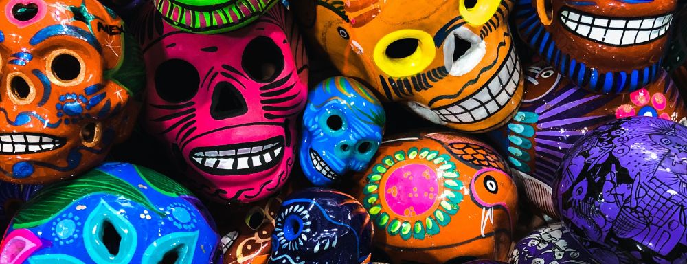 colourful mexican sugar skulls to celebrate day of the dead