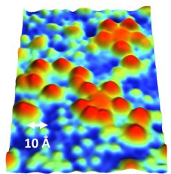 STM image of Pb atoms on an Ag-In-Yb quasicrystal surface