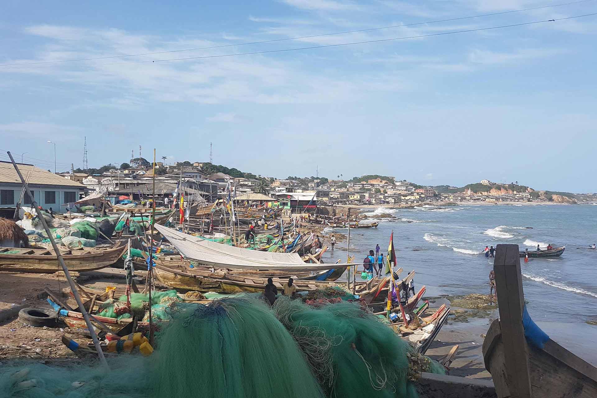 Coastline with multiple boats