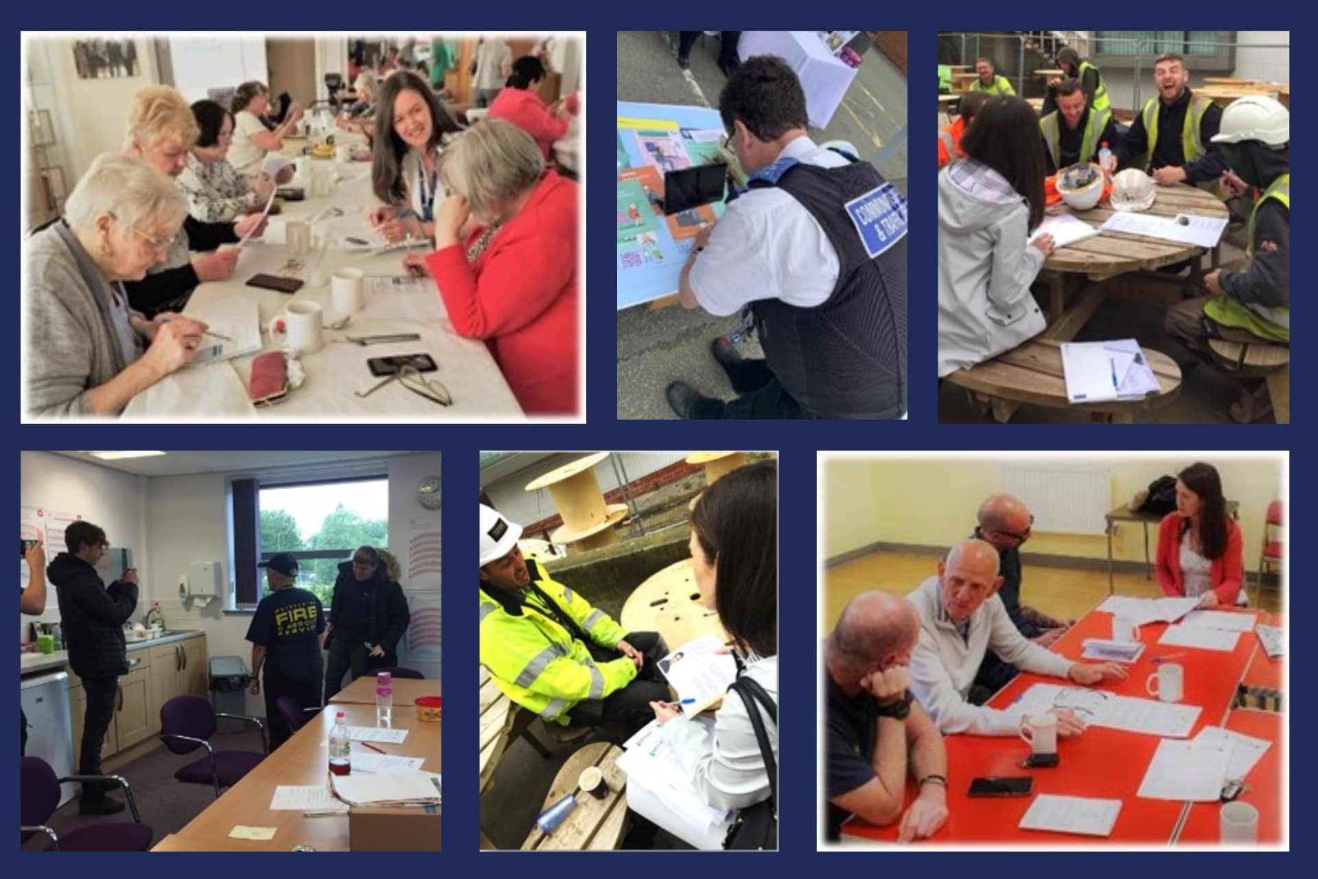 Photo collage of the community sessions and members of the public taking part.