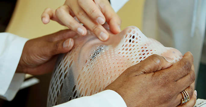 Patient being prepared for treatment.