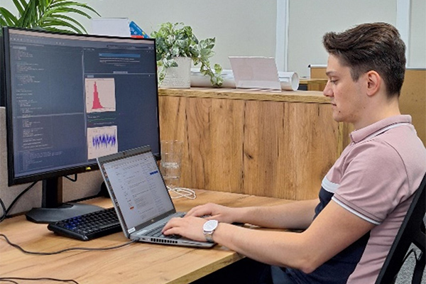 A person working on a computer.