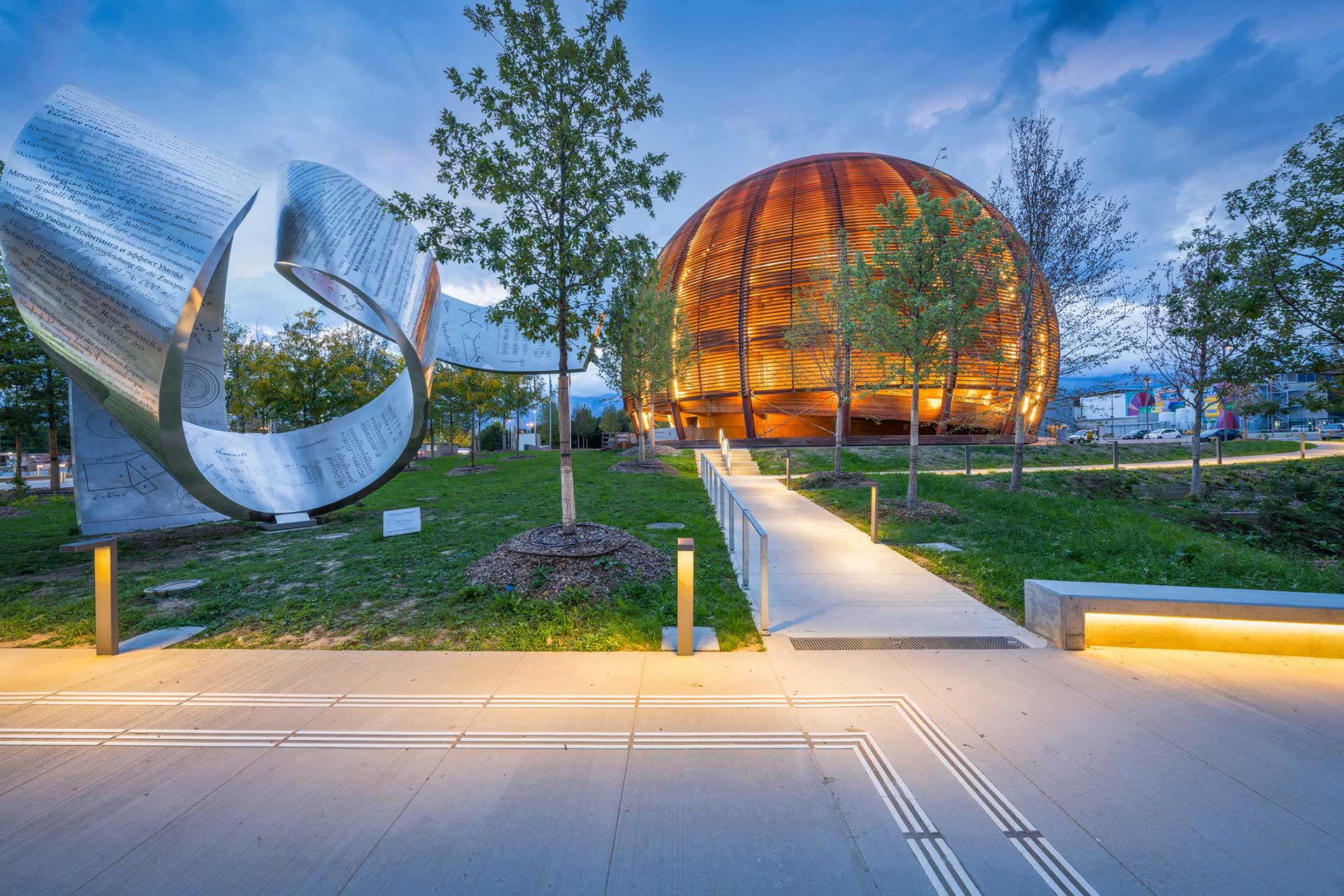 Cern Visitor Centre at blue hour