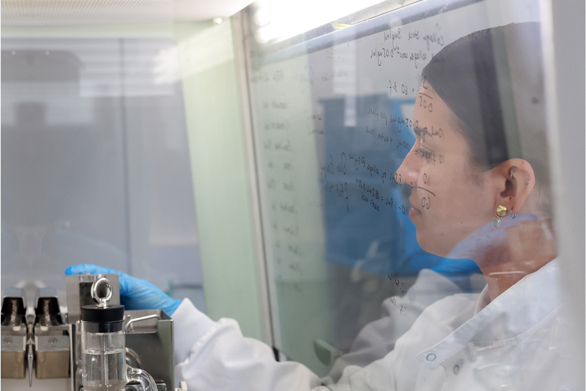 Researcher working in a lab setting