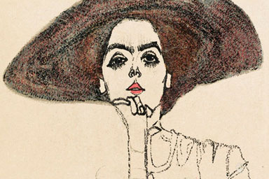 Drawing of woman in a hat