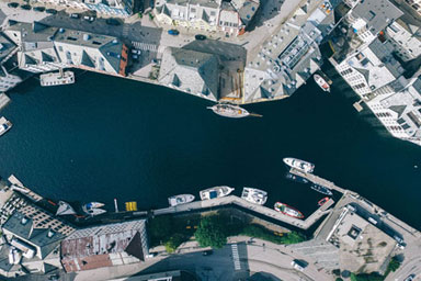 Aerial view of Liverpool waterfront / Canning Dock