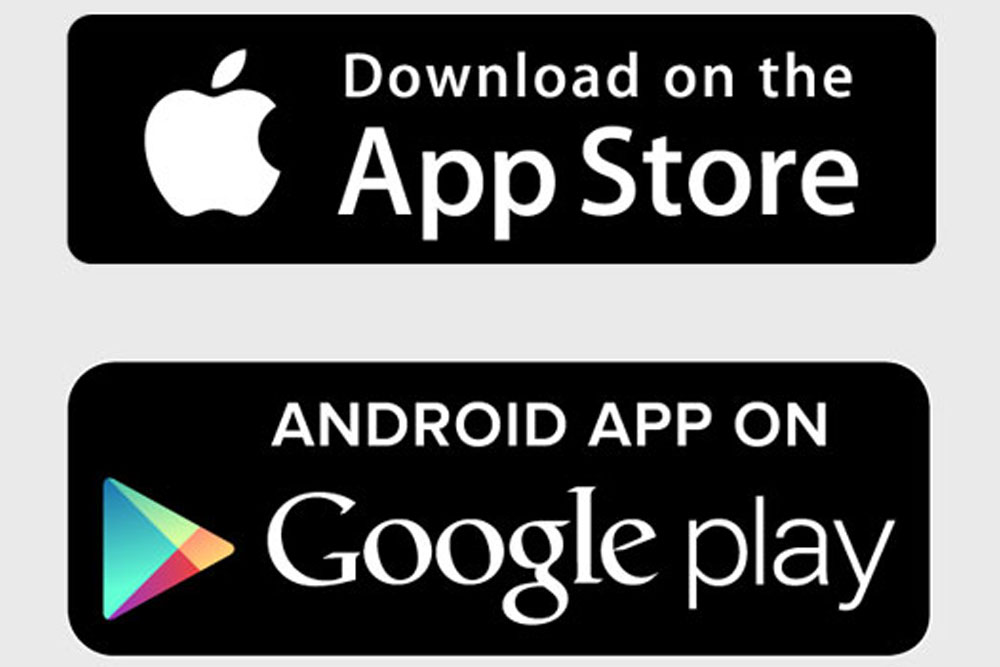 Apple and Play Store logos