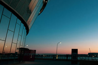 Liverpool waterfront at dusk