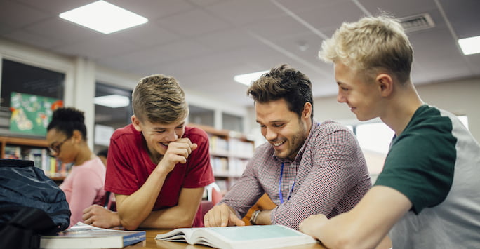 Students in a library