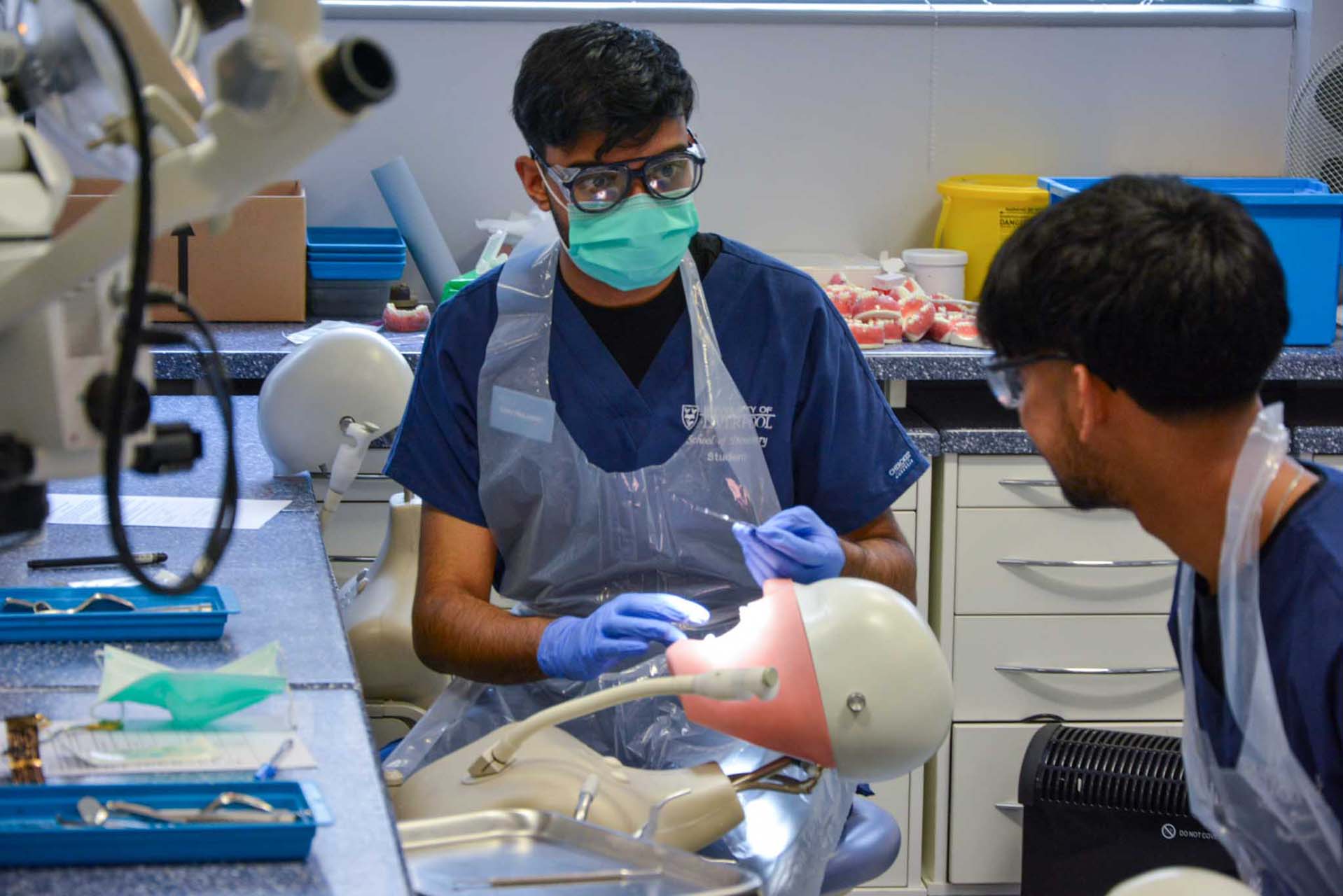 student in personal protective equipment