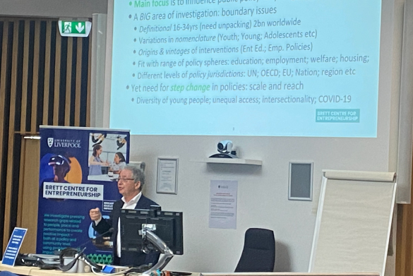 Professor Robert Blackburn during the presentation of the 'Youth Entrepreneurship Policy: Contemporary Challenges and Ways Forward' policy paper.