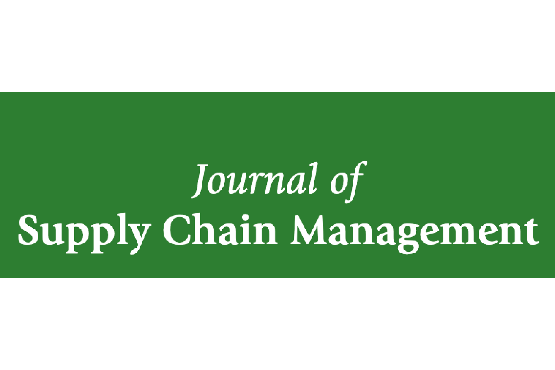 White text on green background stating 'Journal of Supply Chain Management'